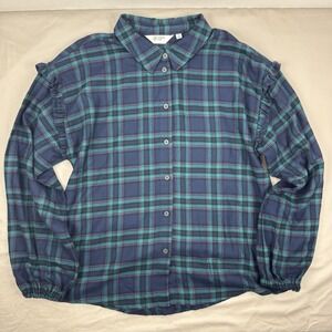 CANDACE CAMERON BURE Womens Long Sleeve Button Flannel Shirt Top‎ Blouse - S